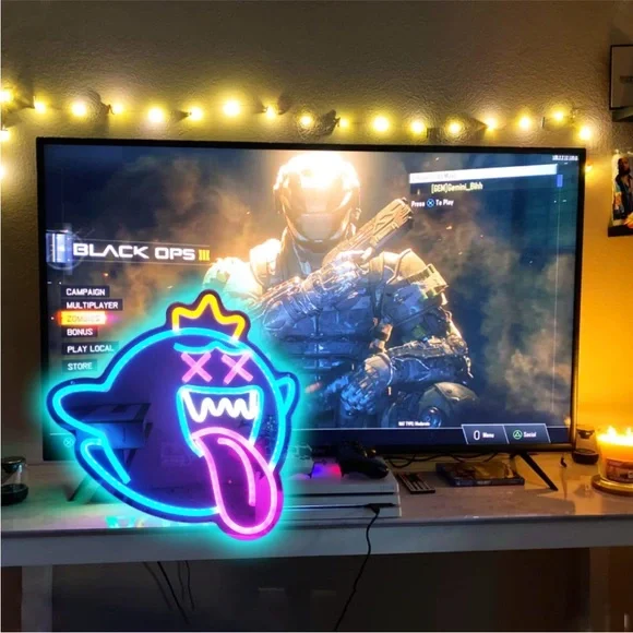 Boo Mario Kart Ghost Cartoon Video Game Neon Light LED Man Cave Kid/Teen Room - Picture 3 of 6